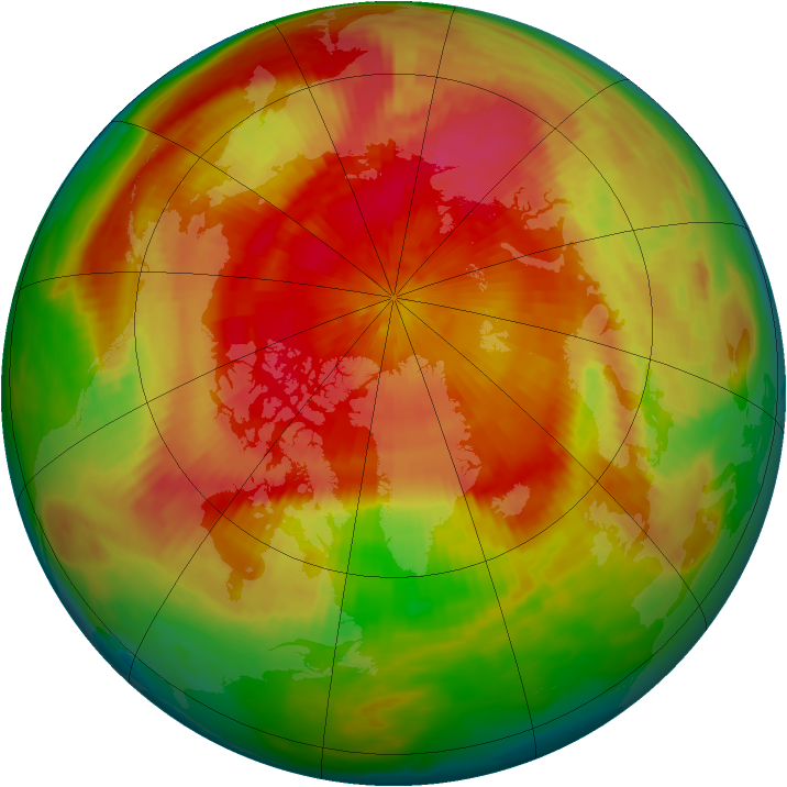 Arctic ozone map for 31 March 1988